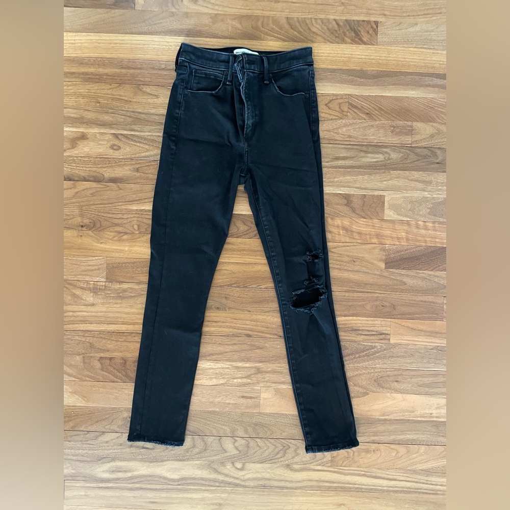 A&F Super Skinny Highrise Distressed Jeans